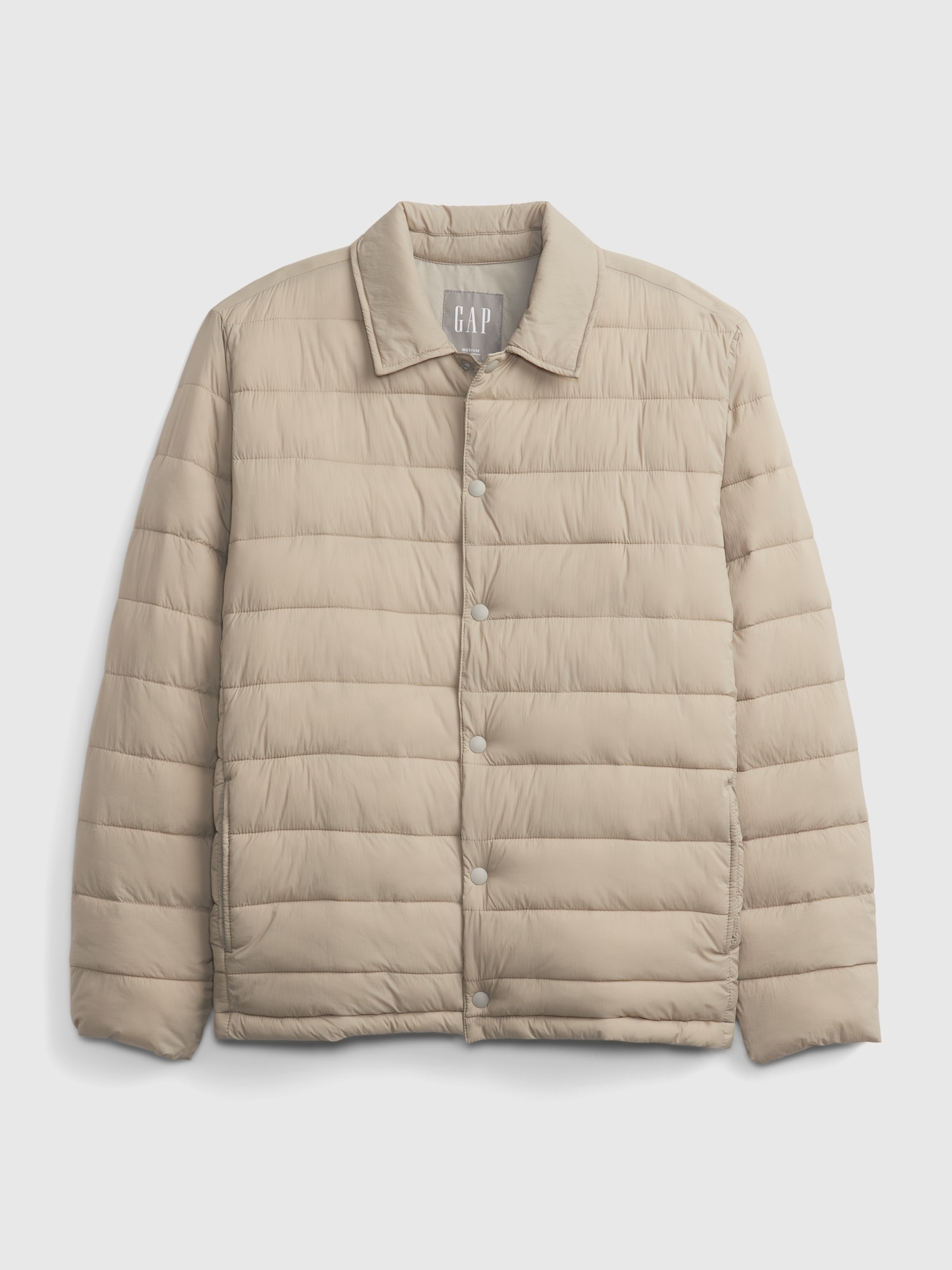 snap front down coat