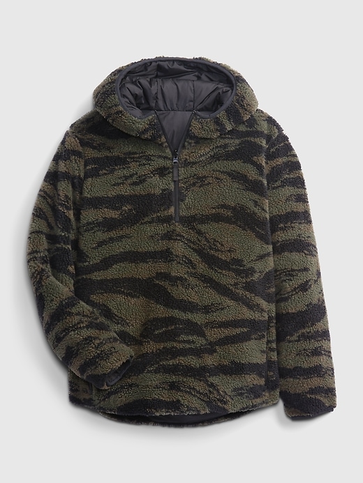 2 of 8 showing, with the color camouflage of product Teen Reversible Sherpa Quarter-Zip Hoodie