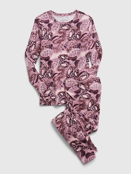 Image number 1 showing, Kids Organic Cotton Butterfly Print PJ Set