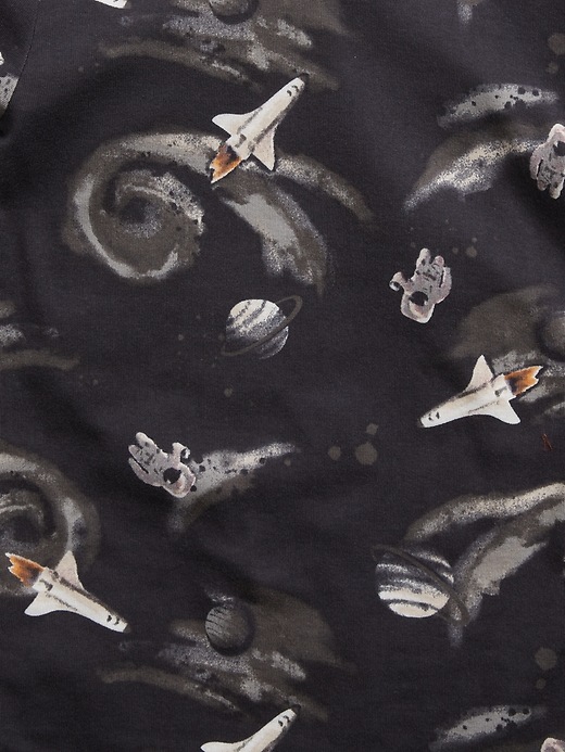 2 of 8 showing, with the color black of product Kids 100% Organic Cotton Space Graphic PJ Set