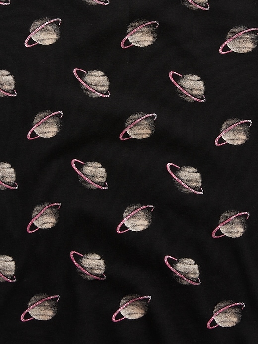2 of 8 showing, with the color true black of product Kids 100% Organic Cotton Saturn Graphic PJ Set