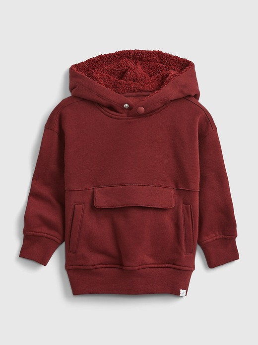 1 of 8 showing, with the color dark red of product Toddler Sherpa Lined Hoodie
