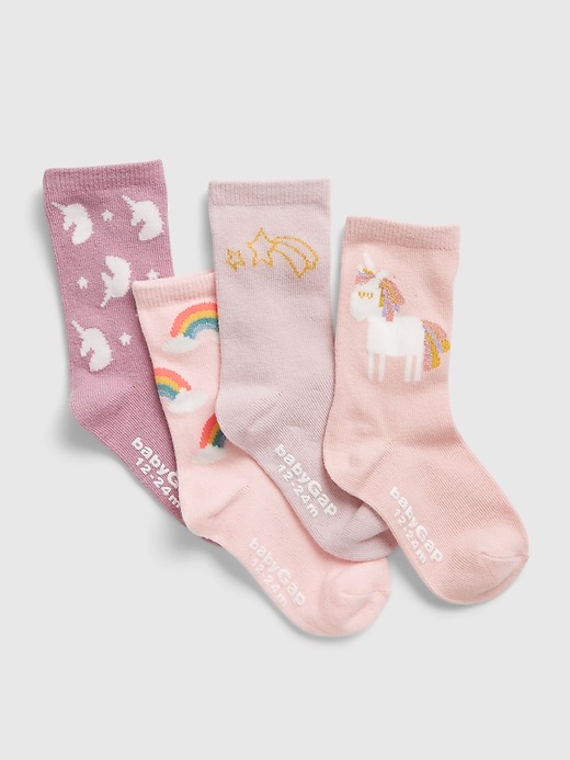 View large product image 1 of 1. Toddler Unicorn Crew Socks (4-Pack)