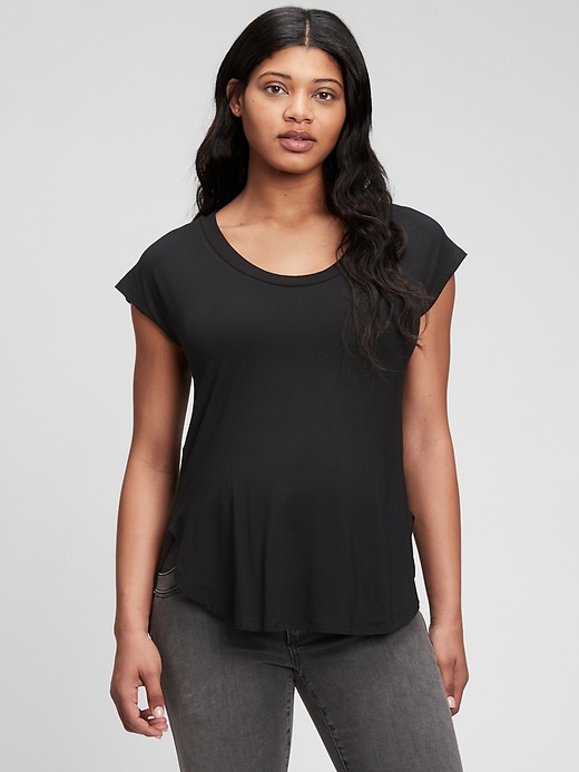 1 of 8 showing, with the color true black of product Maternity Modal Tunic T-Shirt