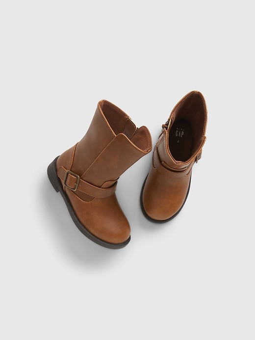 1 of 8 showing, with the color brown of product Toddler Buckle Strap Boots