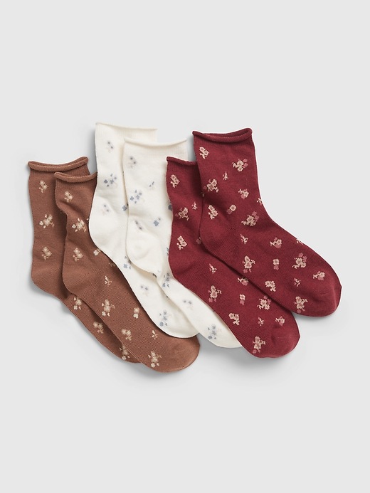 1 of 8 showing, with the color multi of product Kids Floral Print Crew Socks (3-Pack)