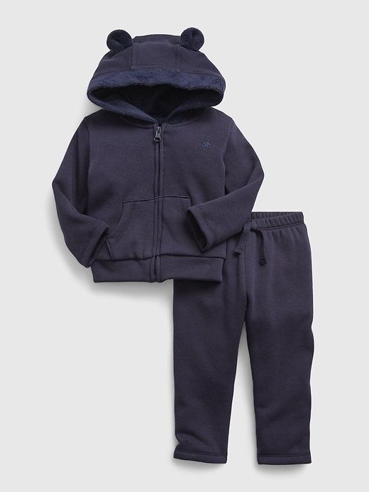 1 of 8 showing, with the color dark night of product Baby Cozy Hoodie Outfit Set