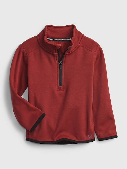 1 of 8 showing, with the color rose russet red of product GapFit Toddler Fit Tech Cozy Half-Zip Sweatshirt
