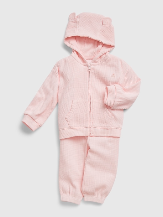 Image number 3 showing, Baby Waffle-Knit Hoodie Outfit Set