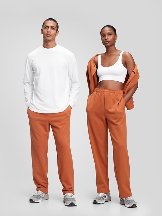 1 of 8 showing, with the color rusty orange of product The Gen Good Fleece Pants