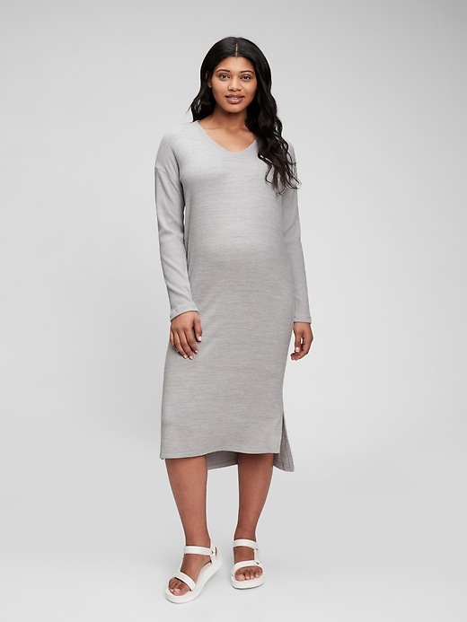 1 of 8 showing, with the color heather grey of product Maternity Softspun Dress
