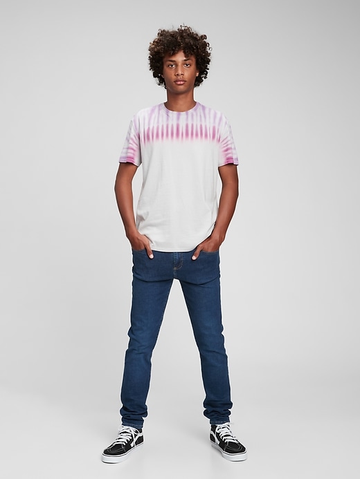 1 of 8 showing, with the color dark wash of product Teen Stacked Ankle Skinny Jeans with Washwell ™