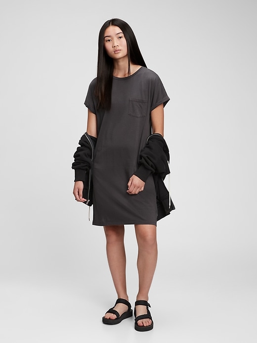 Charcoal Cotton Oversized T Shirt Dress