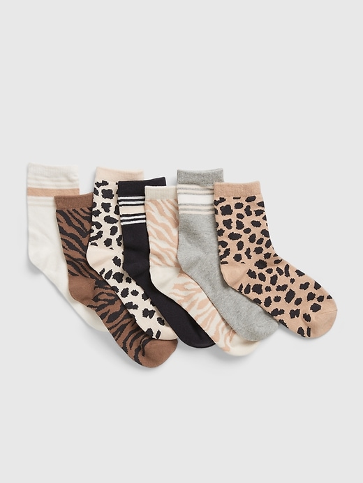 1 of 8 showing, with the color multi of product Kids Animal Print Crew Socks (7-Pack)
