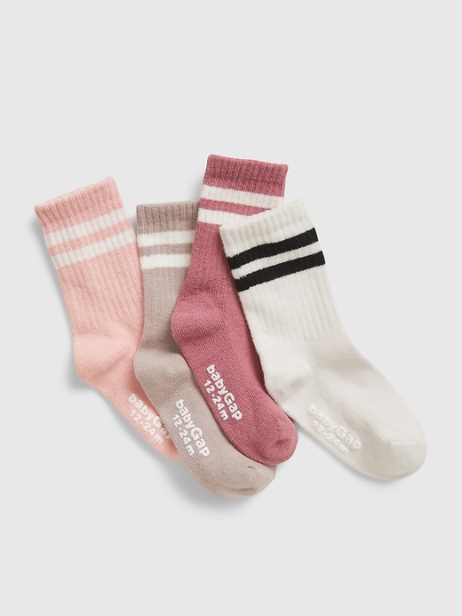 1 of 8 showing, with the color grey white stripe of product Toddler Organic Cotton Socks (4-Pack)