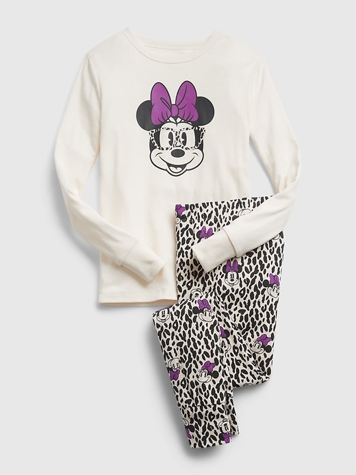 1 of 8 showing, with the color ivory frost of product GapKids &#124 Disney Minnie Mouse Graphic 100% Organic Cotton PJ Set