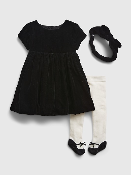 Image number 1 showing, Baby Velvet Dress Outfit Set