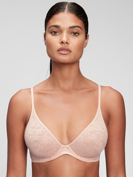 1 of 8 showing, with the color wispy pink of product Bare Natural Lace Plunge Bra