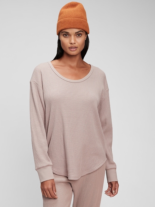waffle knit tunic top