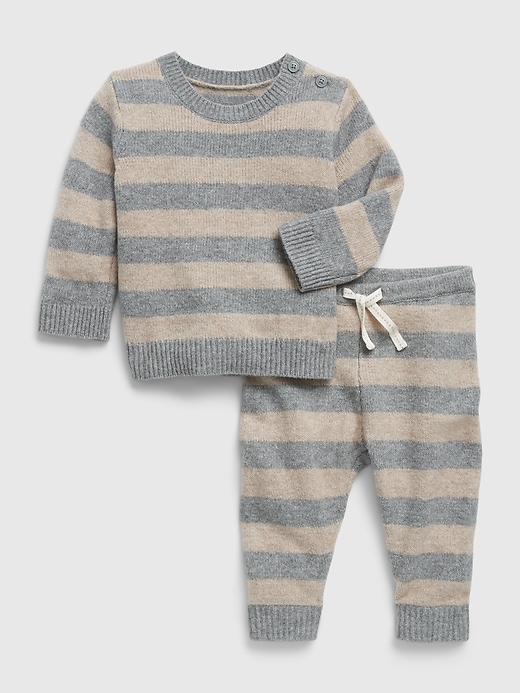 Image number 1 showing, Baby Striped Sweater Outfit Set