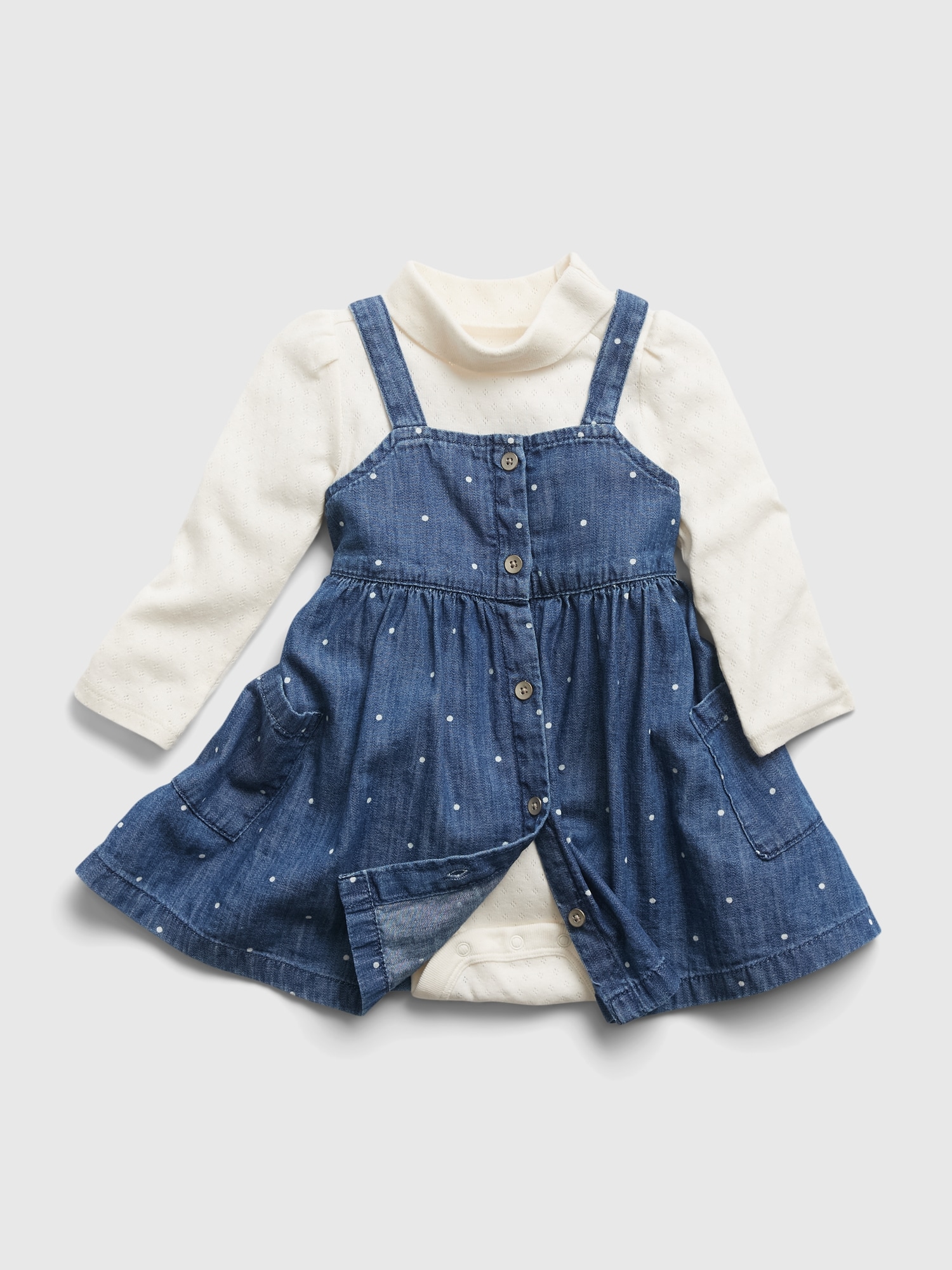 Baby Girl 95% Cotton Denim Flutter-sleeve Dress Only $17.99 PatPat US Mobile