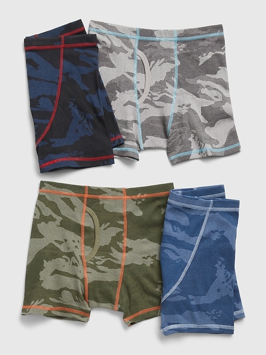 Image number 1 showing, Kids 100% Organic Cotton Camo Print Boxer Briefs (4-Pack)