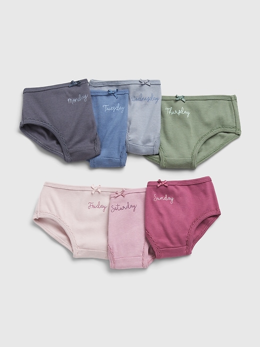 1 of 8 showing, with the color multi of product Toddler 100% Organic Cotton Weekdays Graphic Bikini Briefs (7-Pack)
