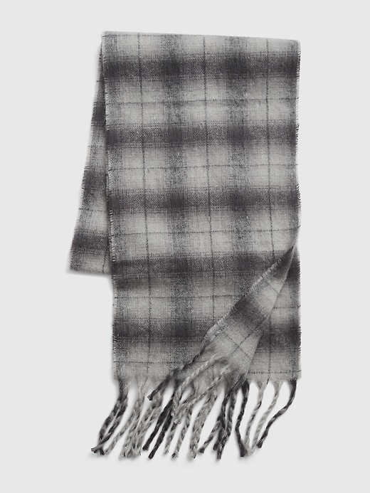 1 of 8 showing, with the color gray grid plaid of product Brushed Cozy Scarf