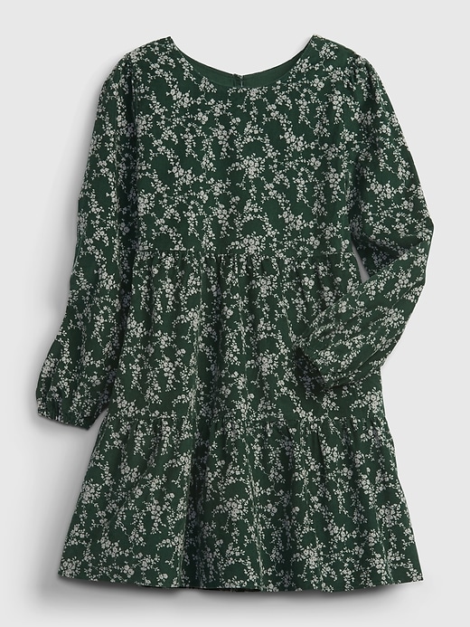 1 of 8 showing, with the color GREEN DITSY FLORAL of product Kids Corduroy Floral Print Dress