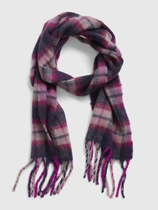 1 of 8 showing, with the color purple plaid of product Brushed Cozy Scarf
