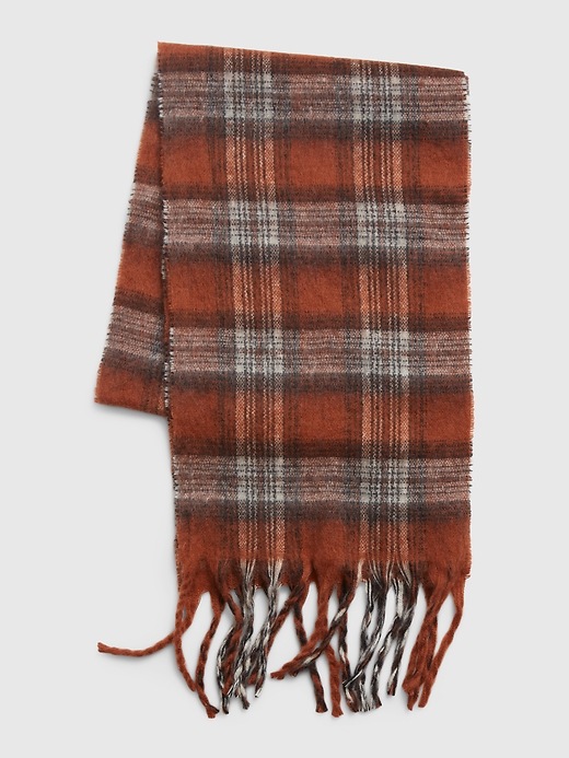 1 of 8 showing, with the color rust plaid of product Brushed Cozy Scarf