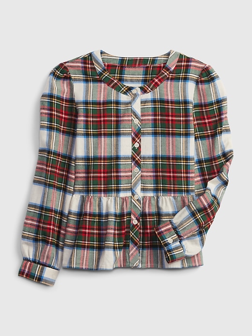 1 of 8 showing, with the color red white plaid of product Kids Plaid Top