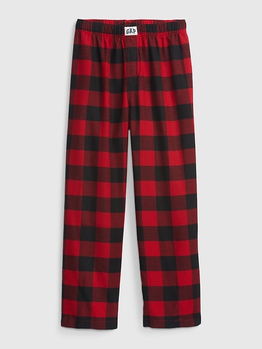 1 of 8 showing, with the color buffalo plaid of product Kids Recycled Polyester Plaid Print PJ Pants