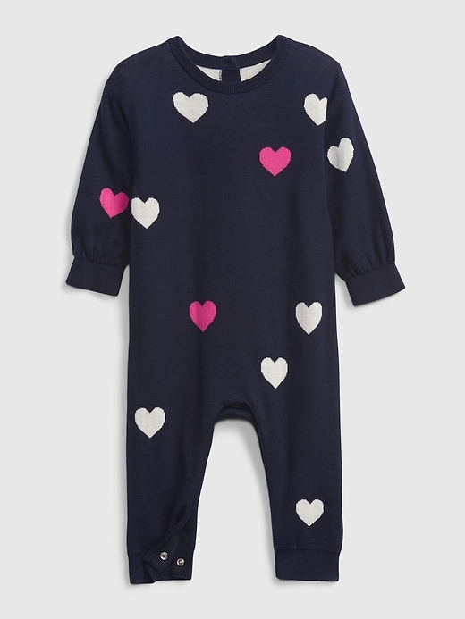 1 of 8 showing, with the color hearts of product Baby Heart Print Sweater One-Piece