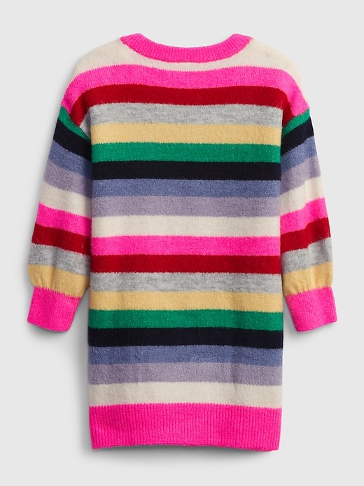 2 of 8 showing, with the color multi stripe strawberry of product Toddler Stripe Sweater Dress