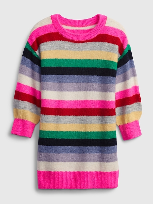 1 of 8 showing, with the color multi stripe strawberry of product Toddler Stripe Sweater Dress