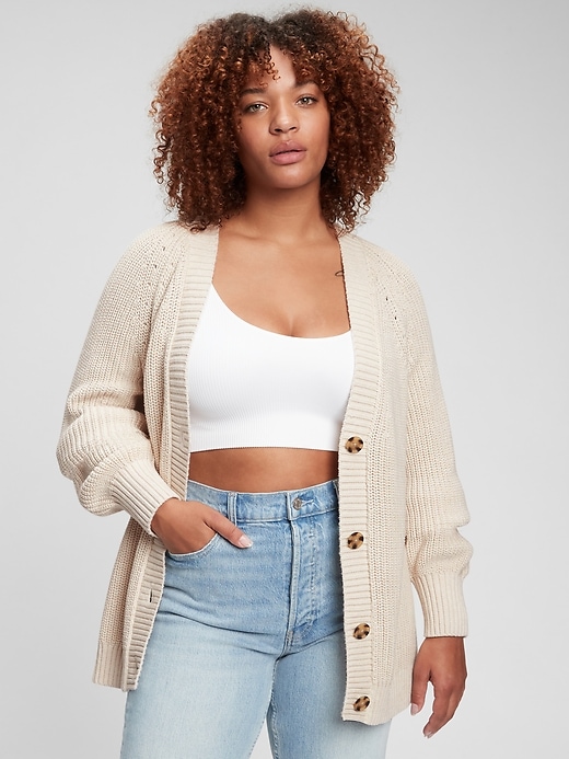 Image number 4 showing, Boyfriend Shaker-Stitch Cotton Cardigan