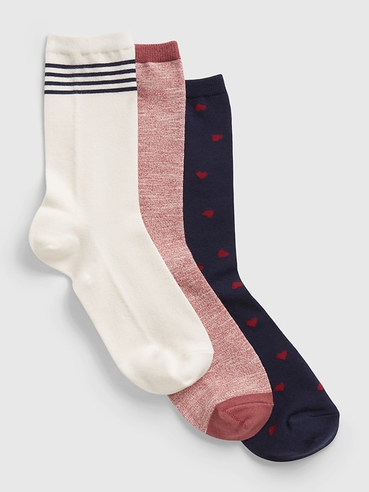 1 of 8 showing, with the color navy blue & red multi of product Crew Socks (3-Pack)