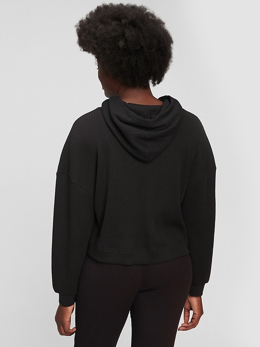 2 of 8 showing, with the color true black of product Waffle-Knit Hoodie