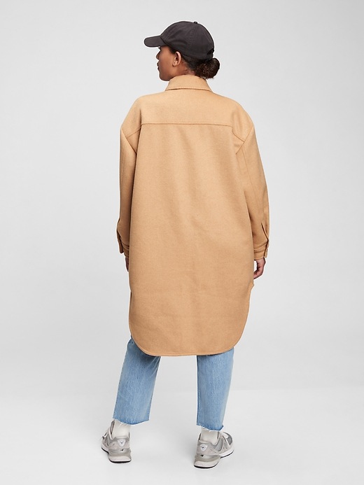 2 of 8 showing, with the color classic camel tan of product Oversized Shirt Jacket