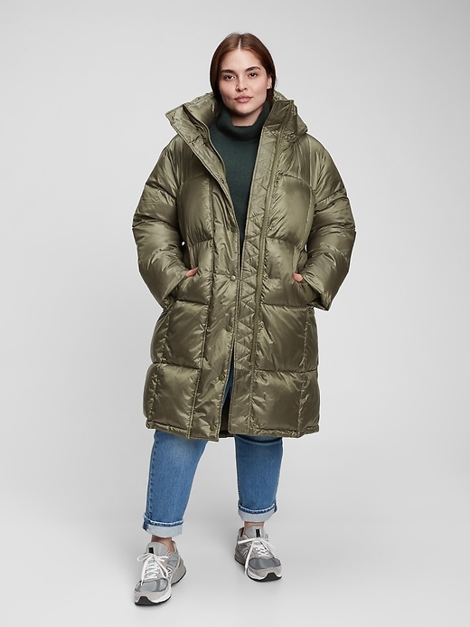 Image number 1 showing, 100% Recycled Relaxed Heavyweight Midi Puffer Coat
