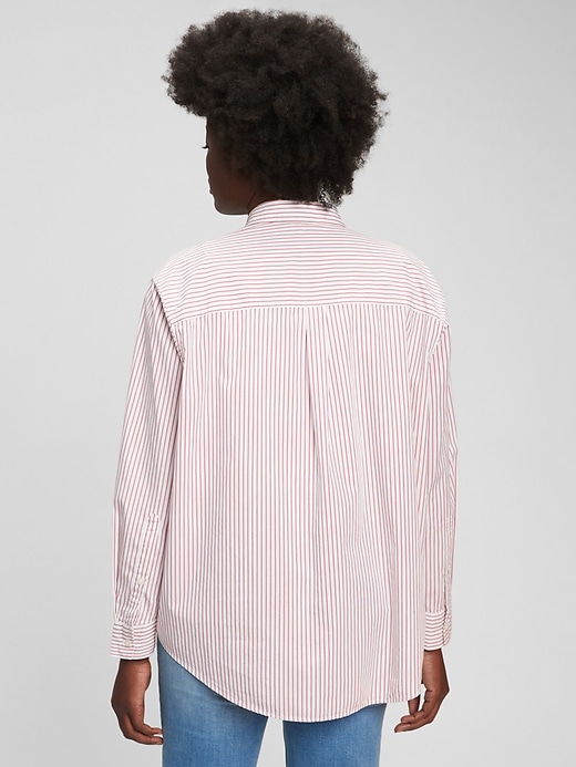 2 of 8 showing, with the color pink & white stripe of product 100% Organic Cotton Big Shirt