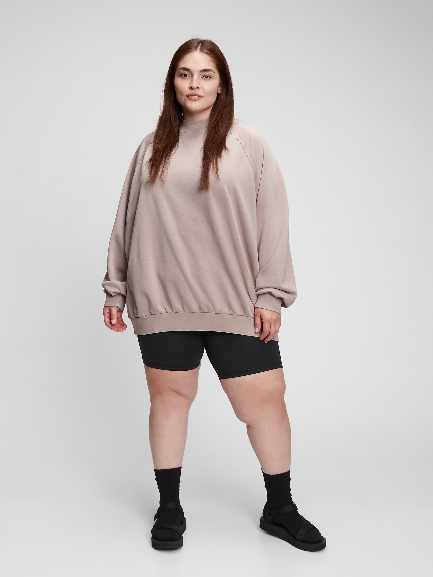 Gap Vintage Soft Mockneck Oversized Sweatshirt In Margate Sand Beige