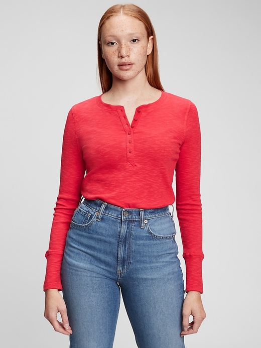 1 of 8 showing, with the color modern red of product Rib Henley T-Shirt