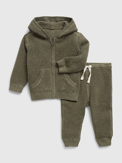Image number 1 showing, Baby Waffle-Knit Hoodie Set