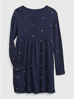 Girls' Waffle Henley Dress by Gap Multi Stars Size XXL (14/16)