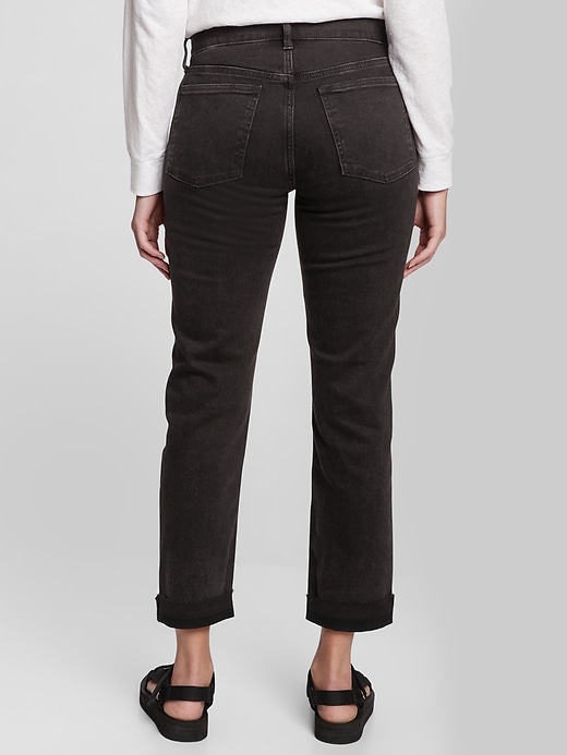 2 of 8 showing, with the color washed black of product Mid Rise Girlfriend Jeans