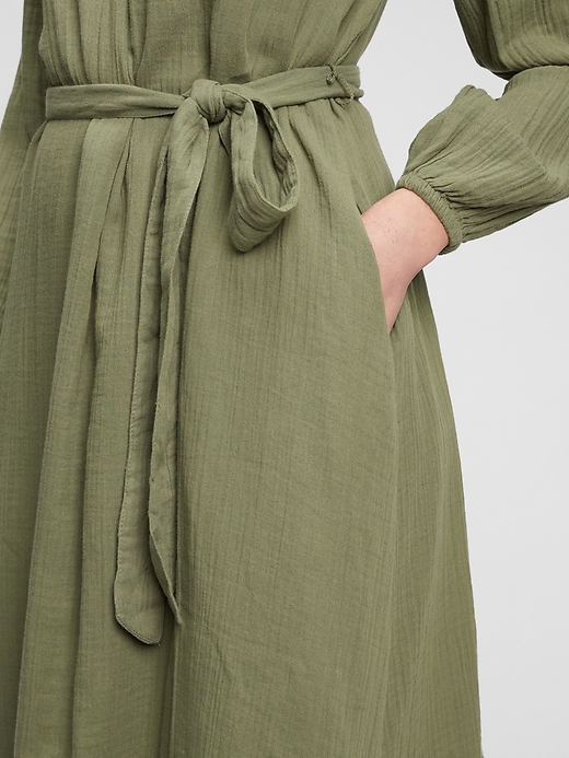 Image number 3 showing, Crinkle Gauze Tie-Waist Midi Dress