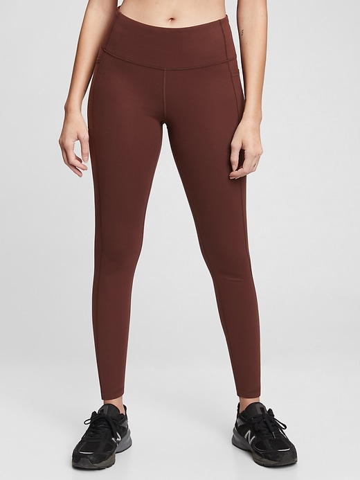 1 of 8 showing, with the color cherrywood purple red of product GapFit High Rise Brushed Power Leggings