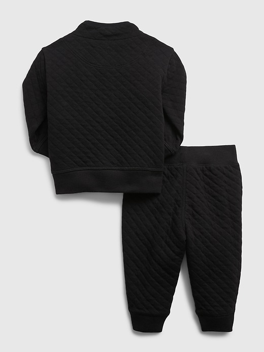 Image number 2 showing, Baby Quilted Half-Zip Outfit Set